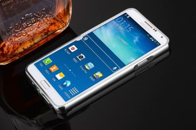 Други Бъмпъри за телефони Луксозен алуминиев бъмпър с твърд гръб огледален за Samsung Galaxy Note 3 Neo N7505 сребрист